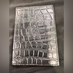 Silver Crocodile Embossed Passport Holder